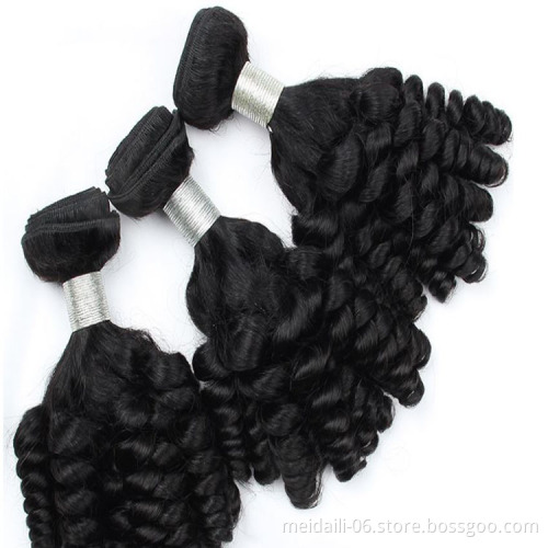 Wholesale price high quality 8A indiana double drawn tangle free fumi hair  Bundles Remy Human Hair Natural Color